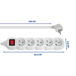 Esperanza ELK215W Strāvas padeve 5GN/3M Balta