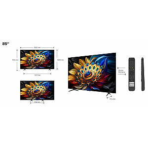 TCL C65 sērija C6 Smart TV QLED 4K 85" 85C655, audio Onkyo ar subwooferi, Dolby Vision - Atmos, Google TV