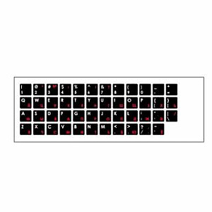 HQ Keyboard Stickers ENG white / RUS Red Black