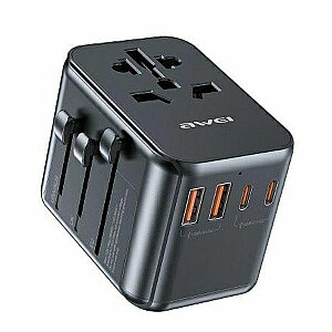 Kelioninis įkroviklis 4in1 GaN 35W JAV/AU/ES/JK C-39 2xUSB +3xUSB-C 