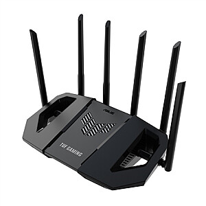 Asus | Divu joslu WiFi 7 paplašināms spēļu maršrutētājs | TUF Gaming BE6500 | 802.11be | 6500 Mbit/s | Ethernet LAN (RJ-45) porti 4 | Mesh atbalsts Jā | MU-MiMO Jā | Antenas tips Ārējā fiksētā | 1