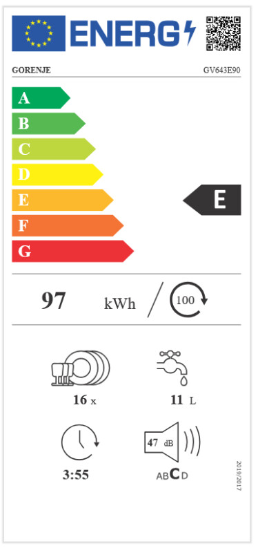 Iebūvējamā trauku mazgājamā mašīna Gorenje GV643E90