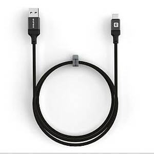 Evelatus USB A на C, 1.2M алюминиевый корпус с оплеткой черный