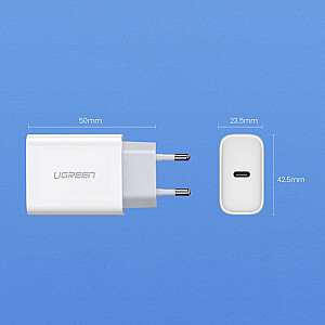 UGREEN CD137 telefona lādētājs 20W | PD 3.0 | USB-C balts