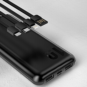 Dudao K6Pro Универсальный 10000mAh Повербанк с USB кабелем, USB Type C, Lightning черный (K6Pro-black)