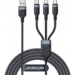 Joyroom USB-A - USB-C + microUSB + Lightning 0.3 м Черный (JYR787)