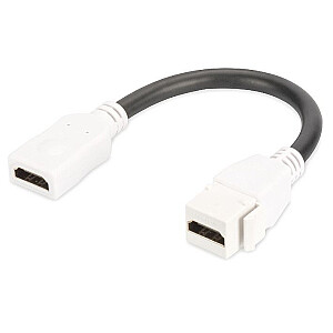 Keystone HDMI modulis ar 12 cm kabeli, ligzdu un tukšuma paneļiem, sieviete/sieviete, balts