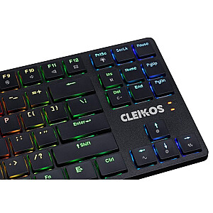 CLEIKOS GK-135 mehāniskā tastatūra LED apgaismojums Melns