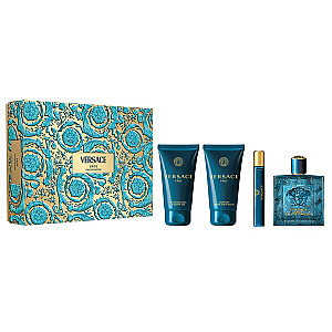 SET VERSACE Eros EDP purškiklis 100ml + PASKIRTIES BALZAMAS 75ml + DUŠO GELIS 75ml + EDP purškiklis 10ml