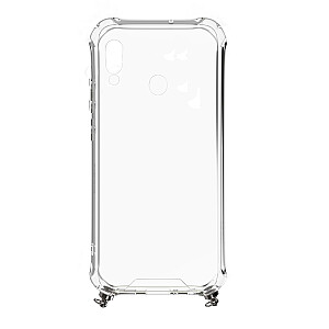 Evelatus Samsung Galaxy A20e Silicone Transparent with Necklace TPU Strap Silver