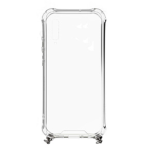 Evelatus Samsung Galaxy A70 Silicone Transparent with Necklace TPU Strap Silver