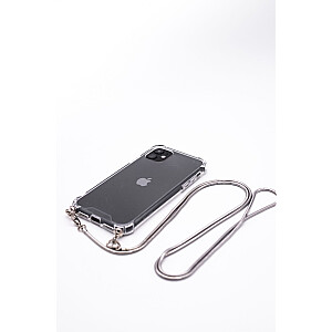 Evelatus Apple iPhone 11 Silicone Transparent with Necklace TPU Strap Silver