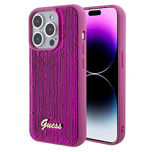 Guess - Guess Sequin Script Logo dėklas iPhone 15 Magenta