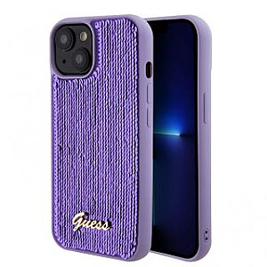 Guess - Guess Sequin Script Logo dėklas iPhone 15 purpurinis