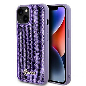 Guess - Guess Sequin Script Logo dėklas iPhone 13 purpurinis