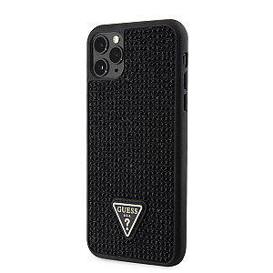 Guess - Guess Rhinestones Triangle Metal Logo Case iPhone 11 Pro Max Black