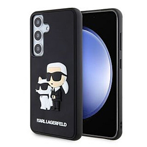 Karl Lagerfeld - Karl Lagerfeld 3D guminis Karl ir Choupette dėklas Samsung Galaxy S24 juodas