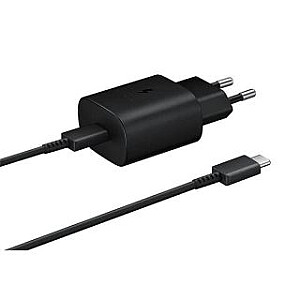 Samsung EP-TA800EBE + EP-DA705BBE Samsung 25W kelioninis įkroviklis + USB-C/USB-C duomenų kabelis juodas (OOB Bulk)