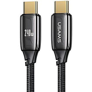 USAMS USAMS Kabel pleciony U82 USB-C na USB-C 2m 240W PD 3.1 Fast Charging czarny/black SJ581USB01 (US-SJ581)