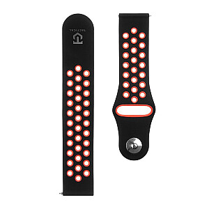 Tactical 20mm Double Silicone Watch Band Black Red