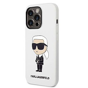 Karl Lagerfeld Apple iPhone 14 Pro Liquid Silicone Ikonik NFT Dėklas Baltas