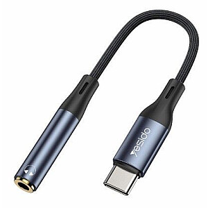 yesido YAU38 Aluminum Alloy Nylon USB-C cable | Type c to 3.5MM Aux Audio Jack Earphone Headphone Cable USB Black