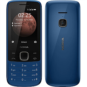 Nokia 225 4G TA-1316 Синий, 2,4 дюйма, TFT, 240 x 320 пикселей, 64 МБ, 128 МБ, две SIM-карты, Nano-SIM, 3G, Bluetooth, 5.0, версия USB, MicroUSB, встроенная камера, основная камера 0,3 МП , 1150 мАч