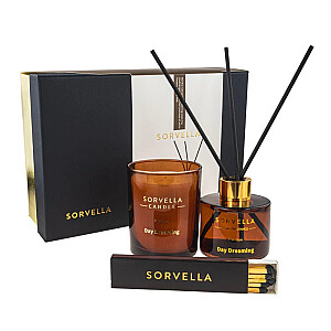 SET SORVELLA žvakė ir kvapų difuzorius Day Dreaming kvapnios lazdelės 120ml + degtukai 5vnt + žvakė 170g