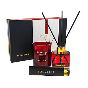 SET SORVELLA svece un smaržīgās nūjiņas Red Bacarat 120ml + sērkociņi 5gab + svece 170g