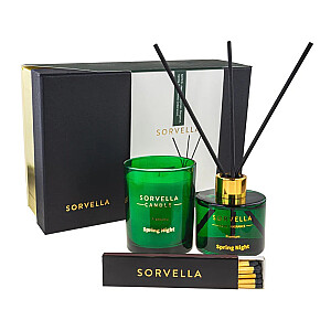 SET SORVELLA žvakė ir kvapų lazdelės Pavasario Naktis 120ml + degtukai 5vnt + žvakė 170g