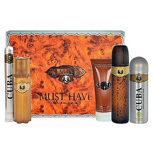 SET CUBA ORIGINAL Cuba Gold Must Have EDT izsmidzinātājs 100ml + EDT izsmidzinātājs 35ml + EDP izsmidzinātājs 15ml + DEO izsmidzinātājs 200ml + DUŠAS ŽELEJA 200ml + AS 100ml