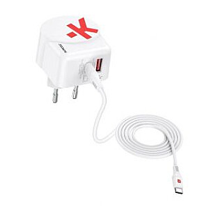 Skross Euro USB Charger AC65PD + USB-C cable USB charger 65 W Indoors, Mains socket Max. output current 4.05 A USB 3.2 White