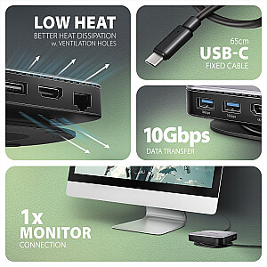 HMC-UFO Мультипортовый хаб 9в1 USB-C 3.2 Gen 2 10Gbps HDMI M.2 NVMe/SATA аудио PD100W microSD LAN