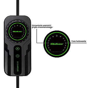 Mobilais lādētājs elektriskajai automašīnai EV ar 2in1 regulējumu Type2 | Schuko | 3.5kW | 230V | LCD | Pārnēsājams | Sienas lādētājs | 5m 