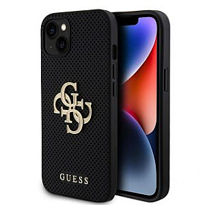 Guess - Guess PU Perforated 4G Glitter Metal Logo Case for iPhone 15 Black