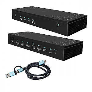 i-tec Universālais 5x 4K/60Hz Displeja dokstacija 2xDP 3xHDMI LAN 2.5Gbps Audio 2x USB-C Enerģijas piegāde 100W