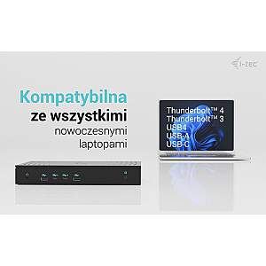 i-tec Universālais 5x 4K/60Hz Displeja dokstacija 2xDP 3xHDMI LAN 2.5Gbps Audio 2x USB-C Enerģijas piegāde 100W