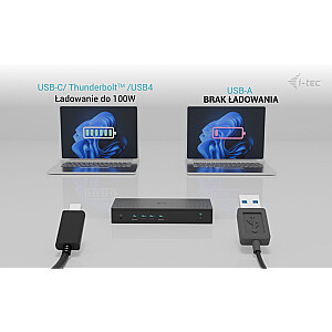 i-tec Universālais 5x 4K/60Hz Displeja dokstacija 2xDP 3xHDMI LAN 2.5Gbps Audio 2x USB-C Enerģijas piegāde 100W