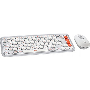 Klaviatūra + pele Logitech POP ICON COMBO MOUSE AND KB/OFF WHITE - US INTL - INTNL-973