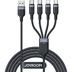 Joyroom USB-A Кабель - 2x USB-C + Lightning + microUSB 1.2 м Черный (JYR776)