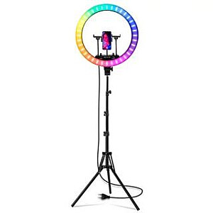 Visional RL018-RGB LED ring light 50W 5500Lm 480+64(RGB)LED diam.44.5cm floor stand 200cm 3x phone holders