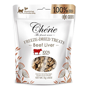 CHERIE Freeze-dried liellopa aknas gabali - kaķu našķi - 30g