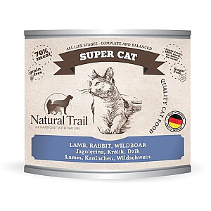 NATURAL TRAIL Super Cat ягненок, кролик, дикая свинина - влажный корм для кошек - 200г