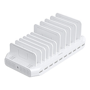 UNITEK LĀDĒŠANAS STACIJA 10X USB 2.4A 60W BALTA