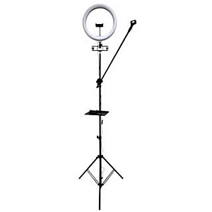 iLike S12 LED Selfie 31cm Ring Light Lamp + Tripod Stand 2.1m + Shelf&amp;3x phone / Mic Holder Black