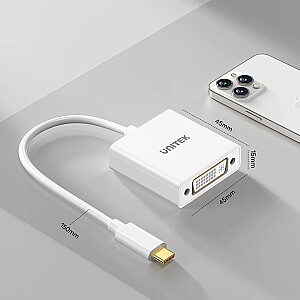 UNITEK АДАПТЕР USB-C - DVI 1080P@60HZ, БЕЛЫЙ, 15СМ M/F