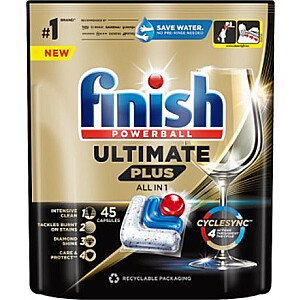 Finish Ultimate Plus Fresh trauku mazgājamās tabletes 549 g 45 gab.