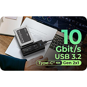 IB-180MS-C31 SSD dokstacija 1x 2.5"/3.5" & 1x M.2 PCIe NVMe USB 3.2 Gen 2 10 Gbit/s