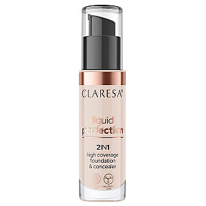 CLARESA Liquid Perfection 2in1 šķidrais korektors un tonālais krēms ar matētu apdari 103 Cool Medium 34g