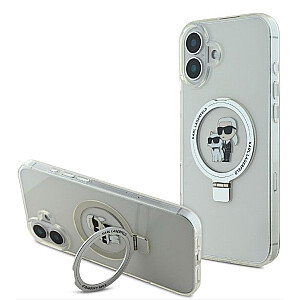 Karl Lagerfeld - iPhone 16 Ringstand Karl and Choupette MagSafe Case White